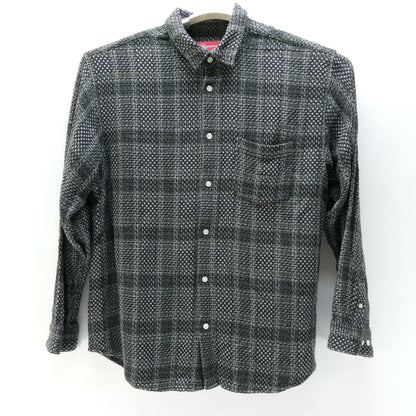 Supreme 23SS Basket Weave Plaid Shirt Black Size L