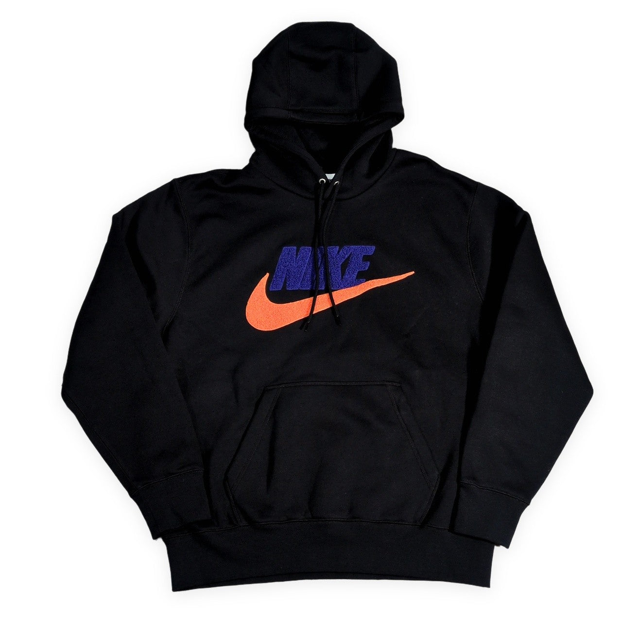 NIKE Club Fleece Pullover Logo Hoodie Black Size XL
