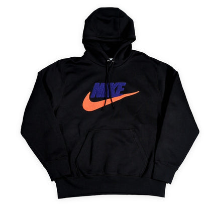 NIKE Club Fleece Pullover Logo Hoodie Black Size XL