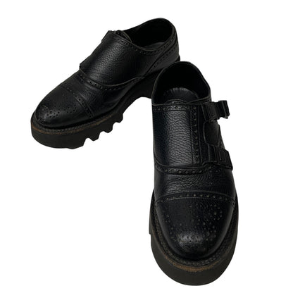 foot the coacher Double Monk Strap Shoes Black Sneakers Size 7