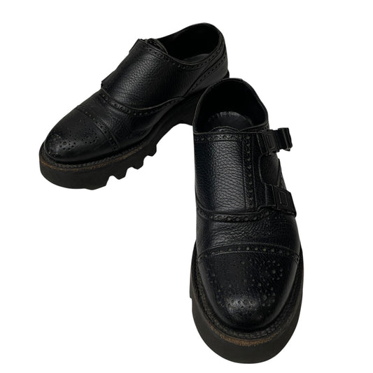 foot the coacher Double Monk Strap Shoes Black Sneakers Size 7