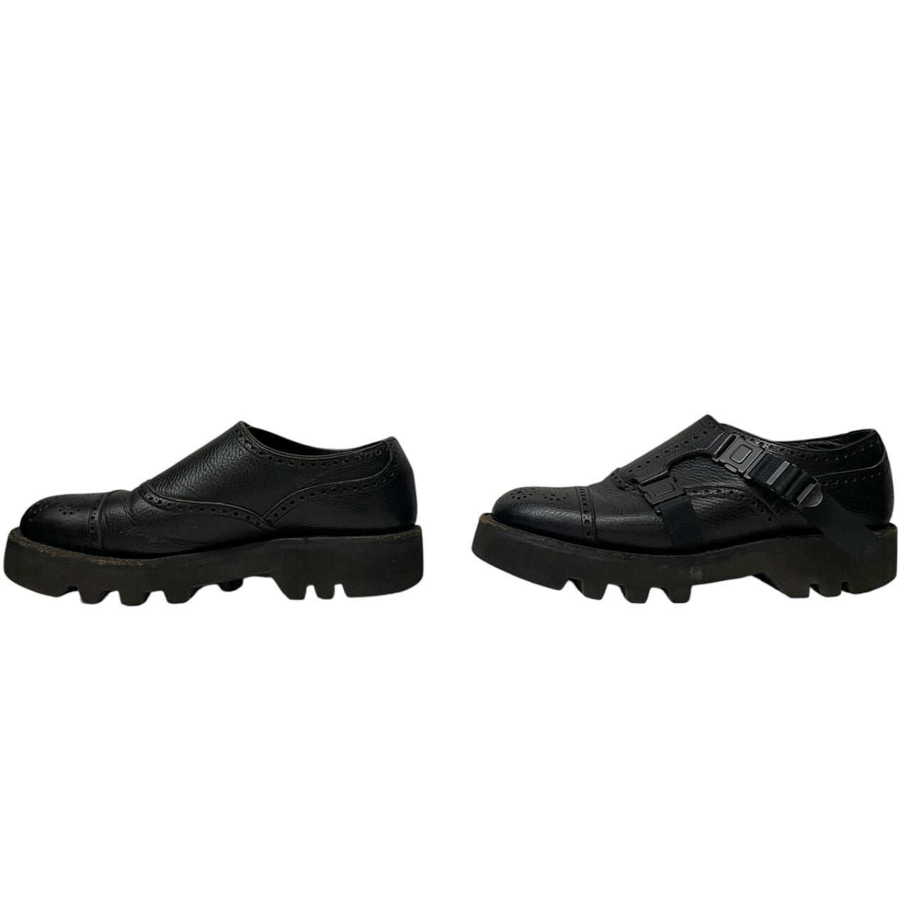 foot the coacher Double Monk Strap Shoes Black Sneakers Size 7