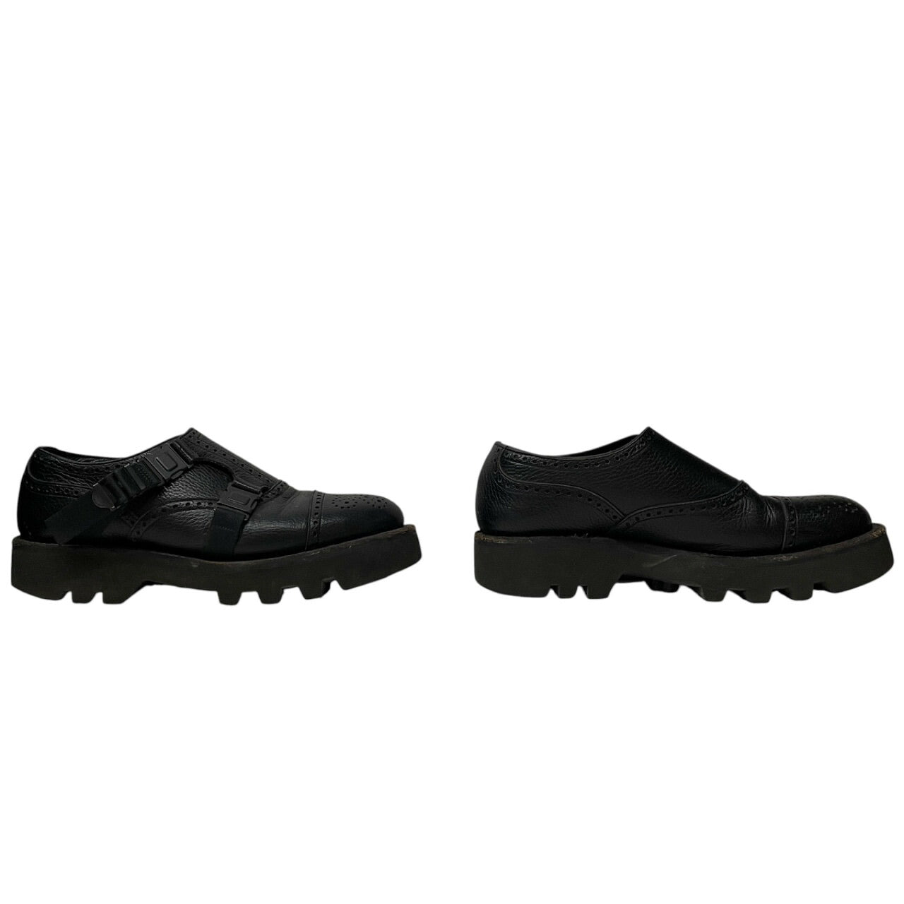 foot the coacher Double Monk Strap Shoes Black Sneakers Size 7