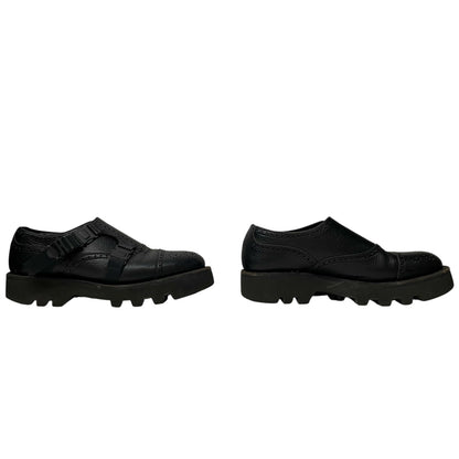 foot the coacher Double Monk Strap Shoes Black Sneakers Size 7