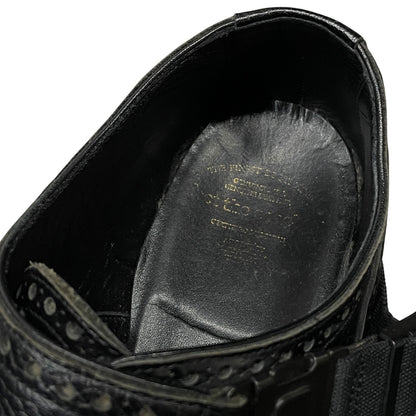 foot the coacher Double Monk Strap Shoes Black Sneakers Size 7