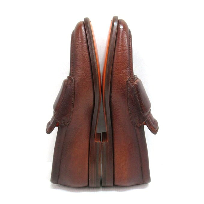 Santoni Double Monk Leather Shoes Brown Size UK