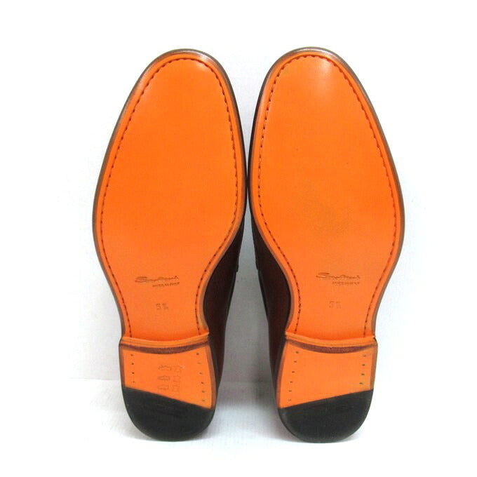 Santoni Double Monk Leather Shoes Brown Size UK