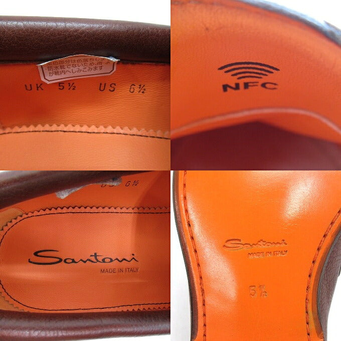 Santoni Double Monk Leather Shoes Brown Size UK