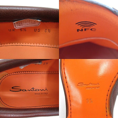 Santoni Double Monk Leather Shoes Brown Size UK