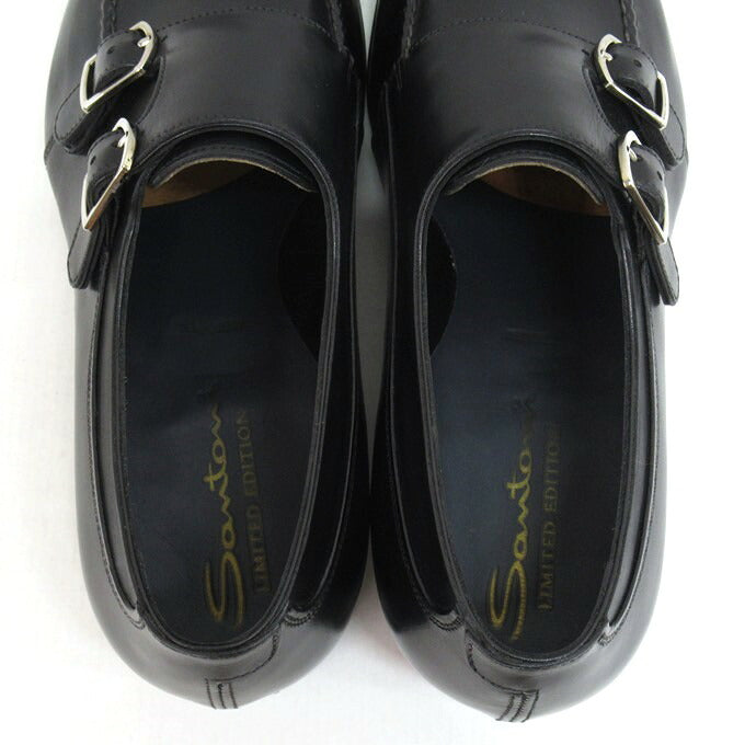 Santoni Limited Edition Double Monk Shoes Black Size 5 1/2