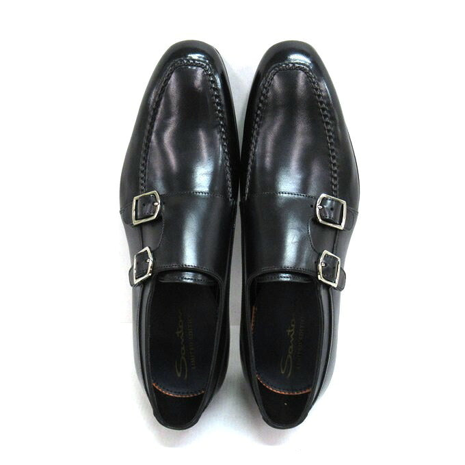Santoni Limited Edition Double Monk Shoes Black Size 5 1/2