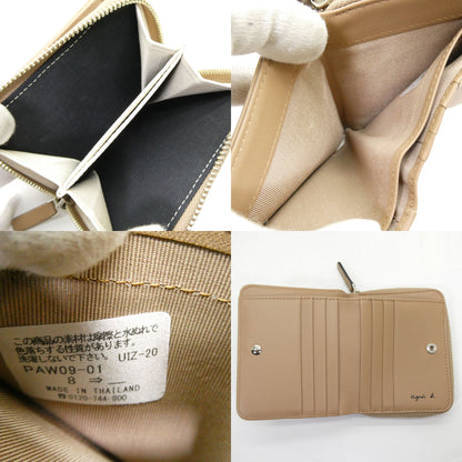 b. VOYAGE FEMME Logo Zip-Around Wallet Beige Size ONE SIZE