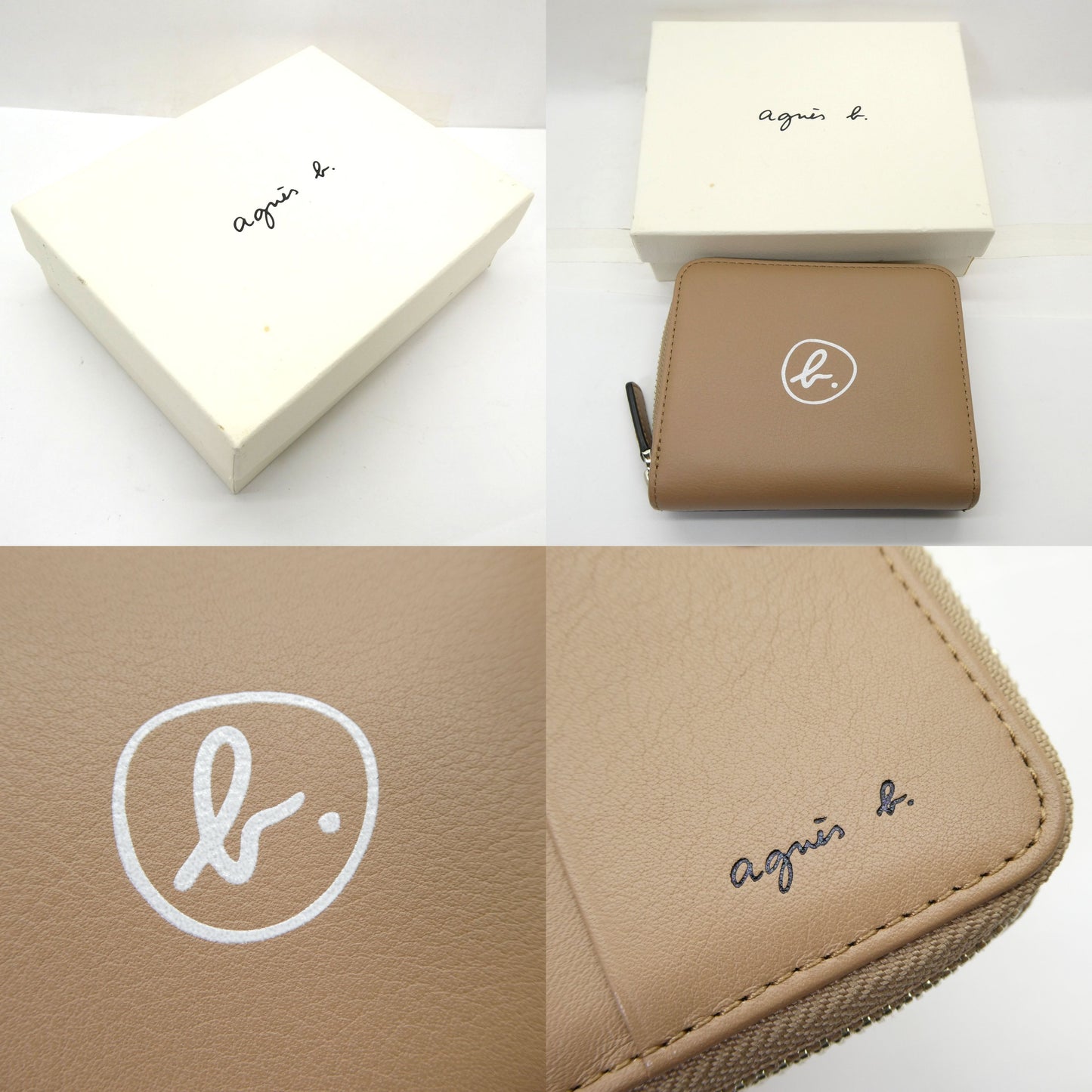b. VOYAGE FEMME Logo Zip-Around Wallet Beige Size ONE SIZE