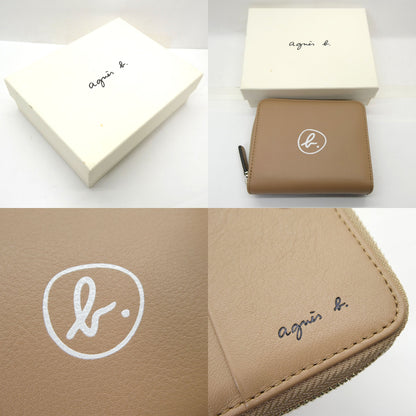 b. VOYAGE FEMME Logo Zip-Around Wallet Beige Size ONE SIZE