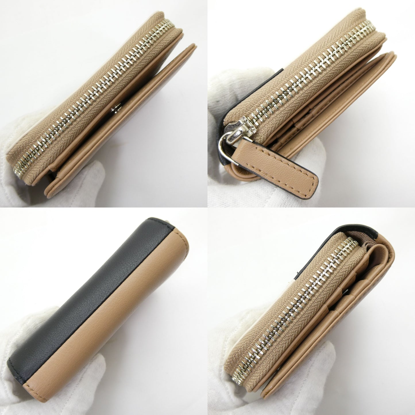 b. VOYAGE FEMME Logo Zip-Around Wallet Beige Size ONE SIZE