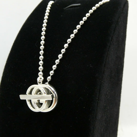 GUCCI Double G Ball Chain Silver 925 Necklace Size ONE SIZE