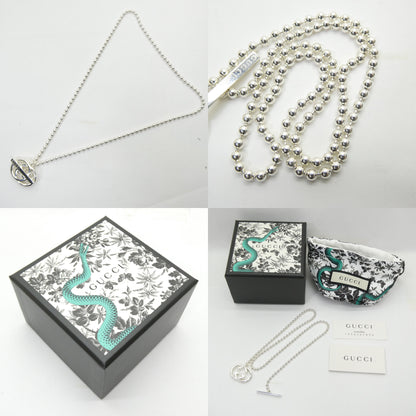 GUCCI Double G Ball Chain Silver 925 Necklace Size ONE SIZE