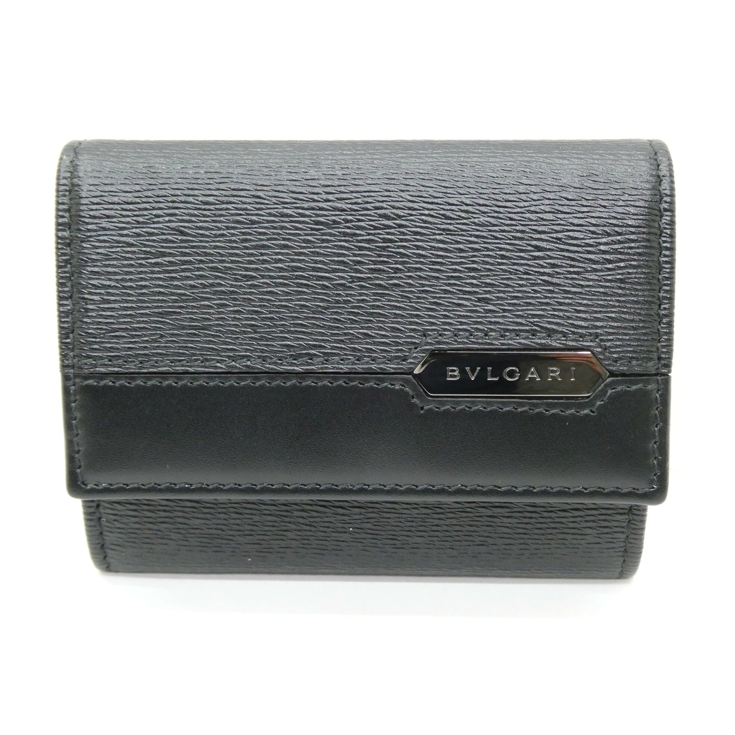 BVLGARI Leather Coin Case Black Size ONE SIZE