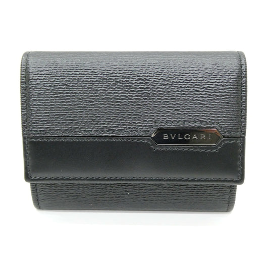 BVLGARI Leather Coin Case Black Size ONE SIZE