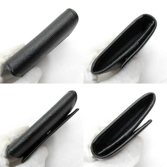 BVLGARI Leather Coin Case Black Size ONE SIZE