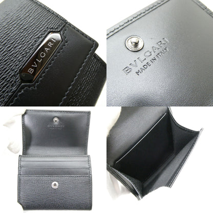 BVLGARI Leather Coin Case Black Size ONE SIZE