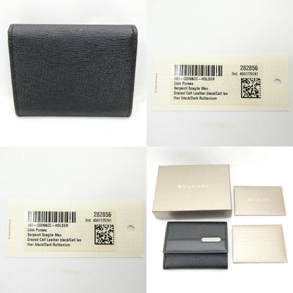 BVLGARI Leather Coin Case Black Size ONE SIZE