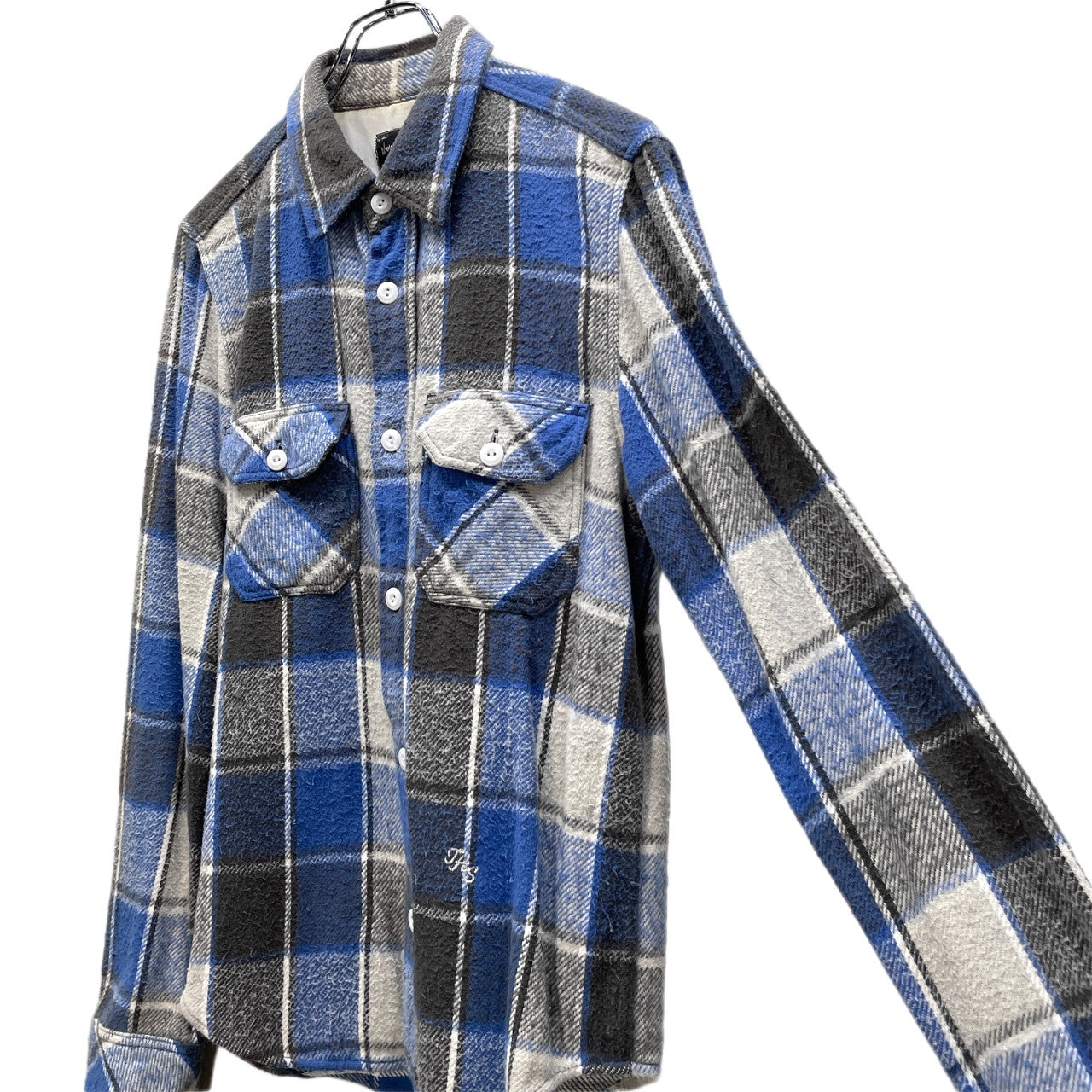 NUMBER NINE 05AW Flannel Double Pocket Shirt Blue Size 2