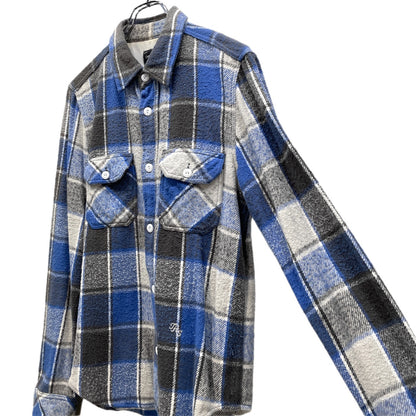 NUMBER NINE 05AW Flannel Double Pocket Shirt Blue Size 2