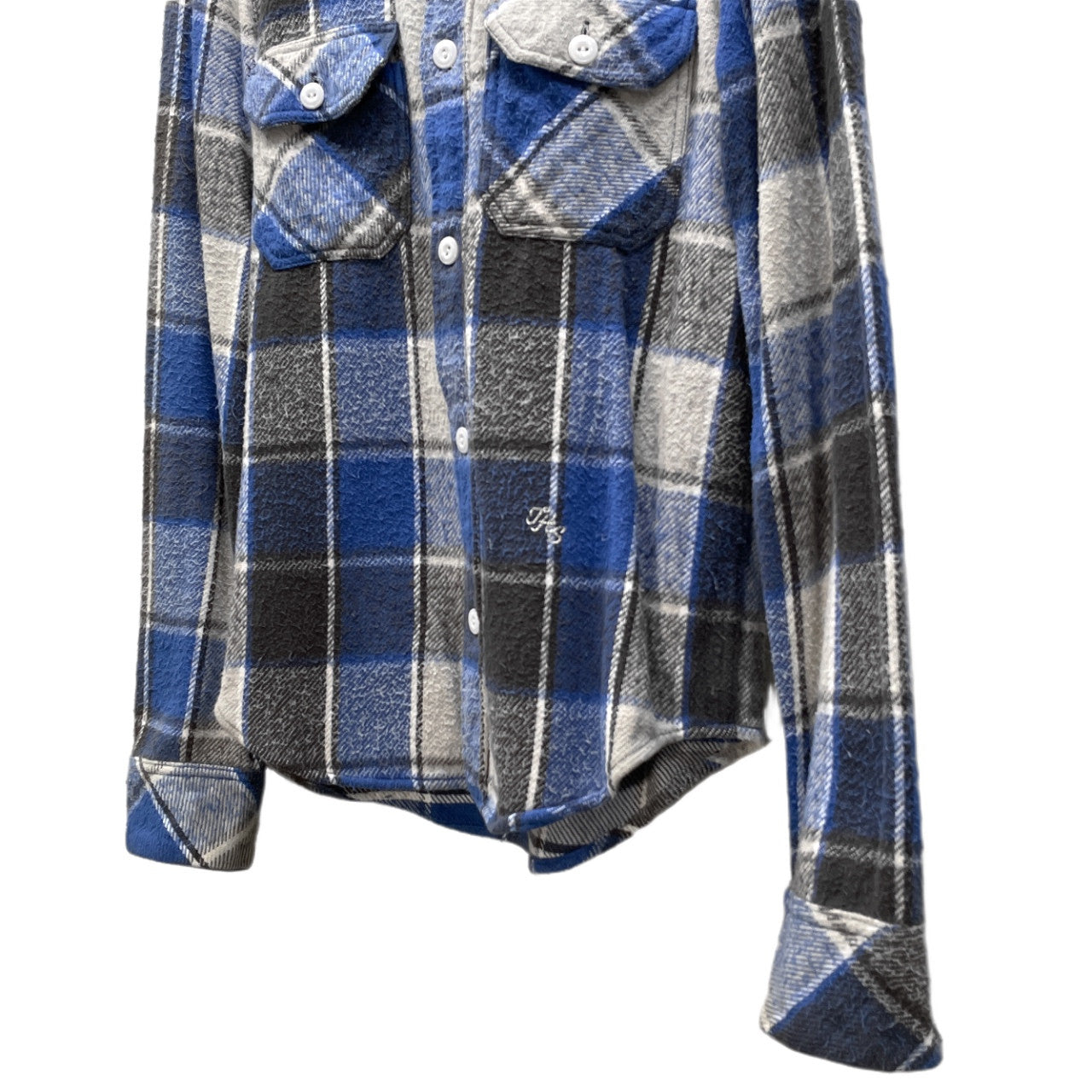 NUMBER NINE 05AW Flannel Double Pocket Shirt Blue Size 2