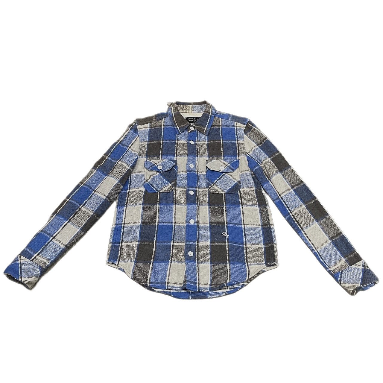 NUMBER NINE 05AW Flannel Double Pocket Shirt Blue Size 2