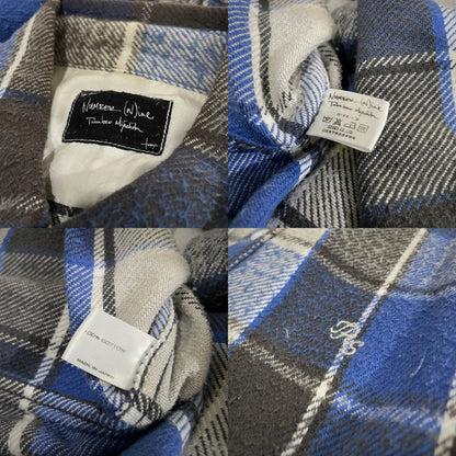 NUMBER NINE 05AW Flannel Double Pocket Shirt Blue Size 2