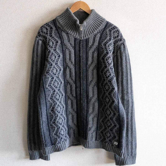 C.P. Company Patterned knit half-zip high-neck sweater Gray Size 54