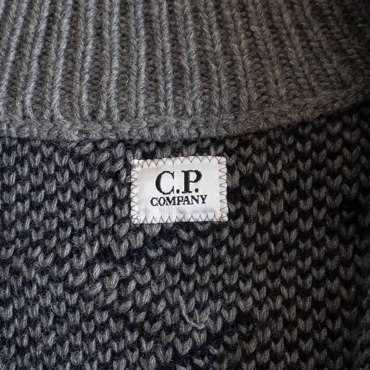 C.P. Company Patterned knit half-zip high-neck sweater Gray Size 54