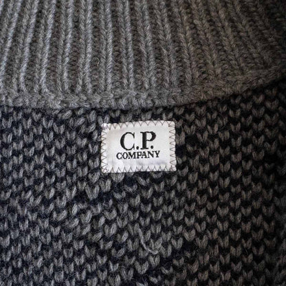 C.P. Company Patterned knit half-zip high-neck sweater Gray Size 54