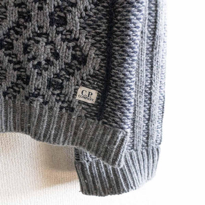 C.P. Company Patterned knit half-zip high-neck sweater Gray Size 54