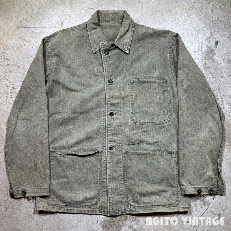 U.S.NAVY 40s N-3 HBT WWII Laurel Button Jacket Size L