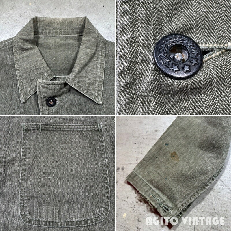 U.S.NAVY 40s N-3 HBT WWII Laurel Button Jacket Size L