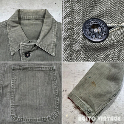 U.S.NAVY 40s N-3 HBT WWII Laurel Button Jacket Size L
