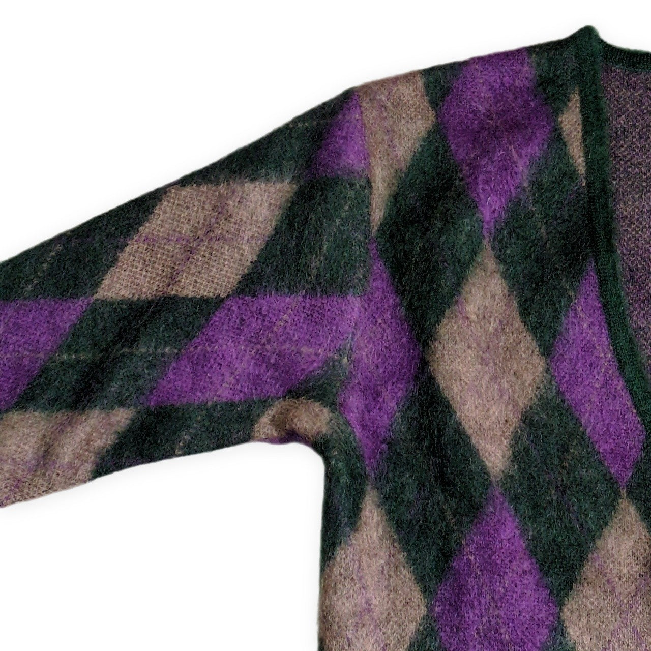 mando 22AW Argyle Mohair Blend Wool Cardigan Size 3