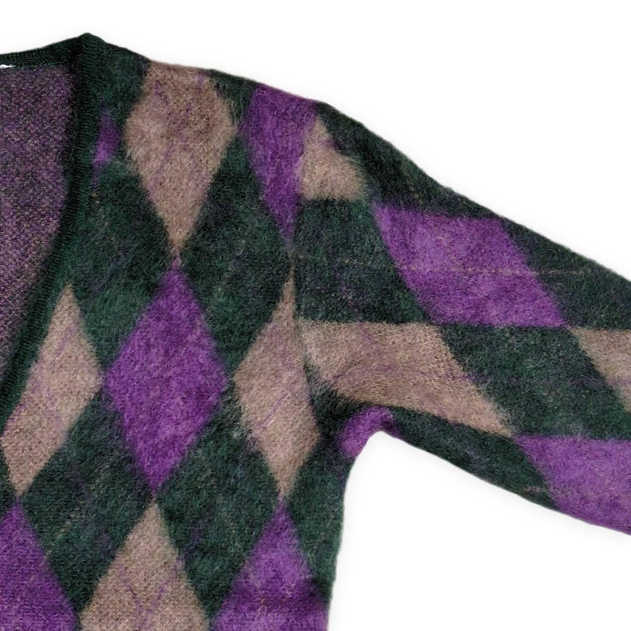 mando 22AW Argyle Mohair Blend Wool Cardigan Size 3