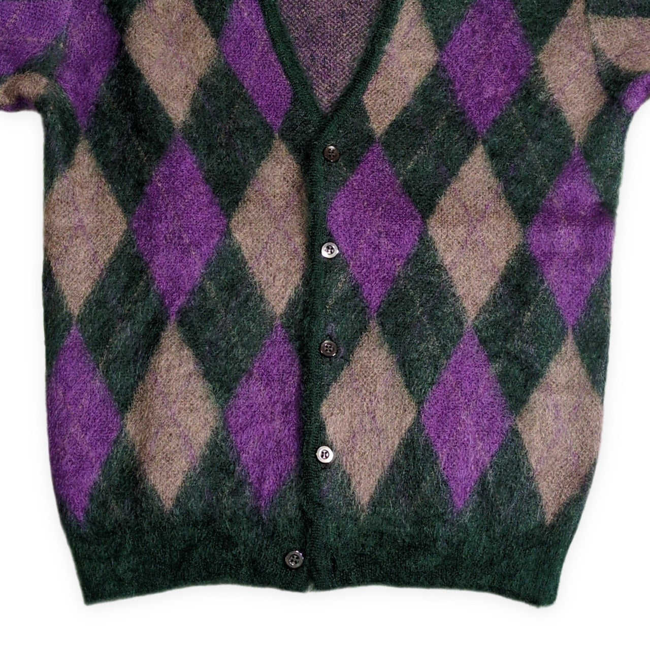 mando 22AW Argyle Mohair Blend Wool Cardigan Size 3