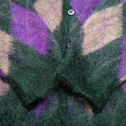 mando 22AW Argyle Mohair Blend Wool Cardigan Size 3