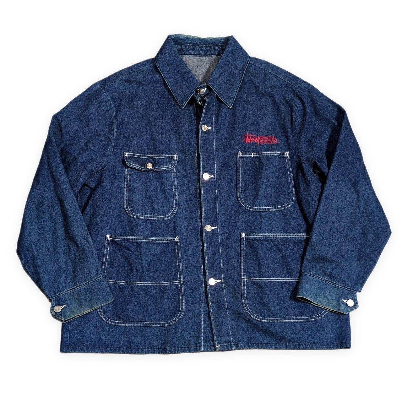 STUSSY 90s Vintage Pointer Denim Coverall Jacket Size 48