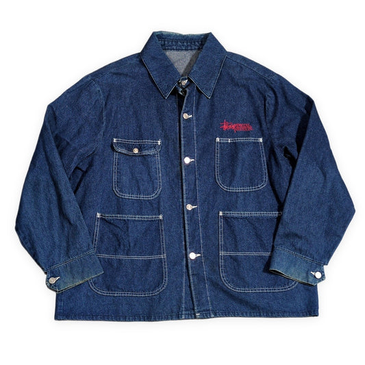STUSSY 90s Vintage Pointer Denim Coverall Jacket Size 48