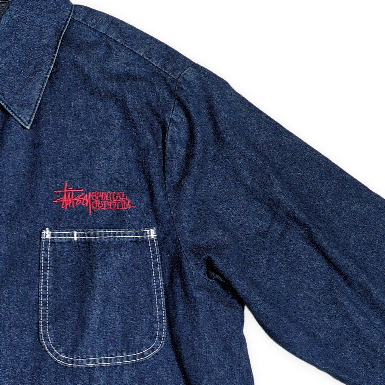 STUSSY 90s Vintage Pointer Denim Coverall Jacket Size 48