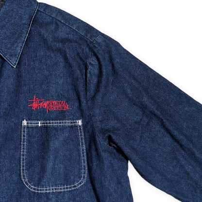 STUSSY 90s Vintage Pointer Denim Coverall Jacket Size 48
