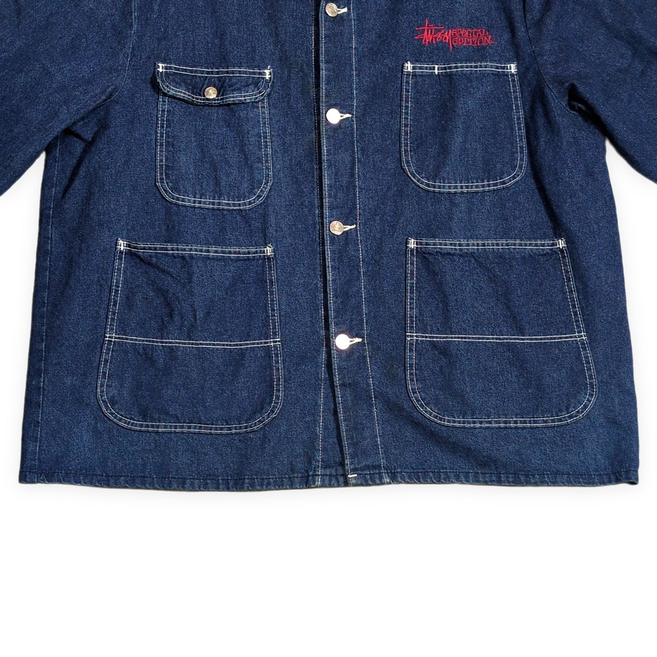 STUSSY 90s Vintage Pointer Denim Coverall Jacket Size 48