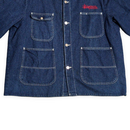 STUSSY 90s Vintage Pointer Denim Coverall Jacket Size 48