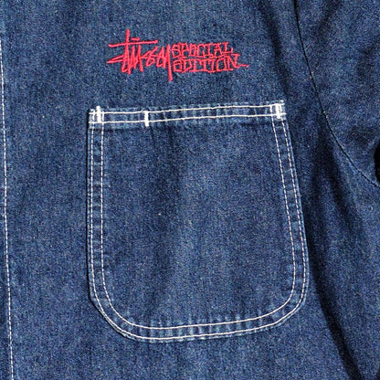 STUSSY 90s Vintage Pointer Denim Coverall Jacket Size 48