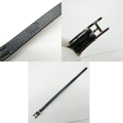 HERMES Leather Hapi 3 Bracelet Black Size ONE SIZE